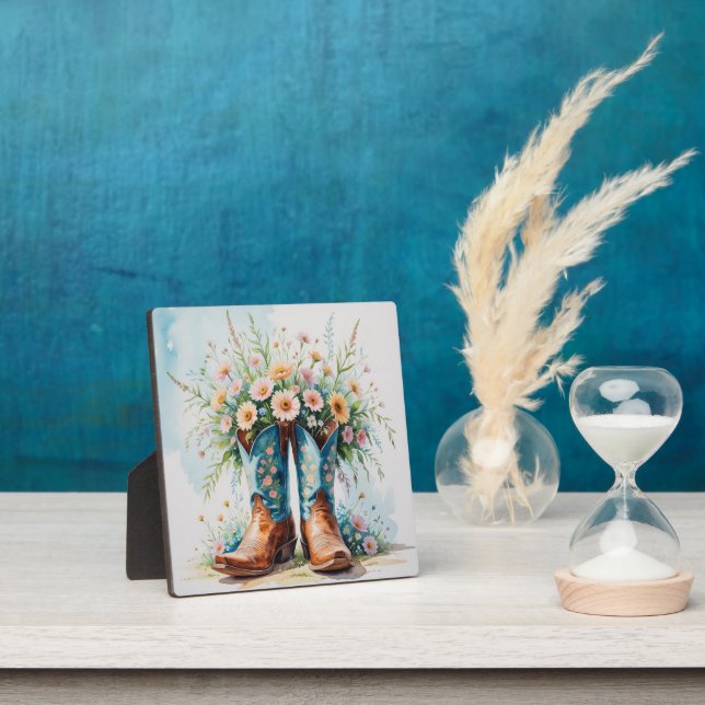 Cowgirl Stiefel und Blume Tischkunst mit Easel / Fotoplatte (InSitu)