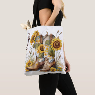 Cowgirl Stiefel und Sonnenblumen Tasche