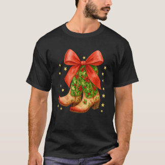 Cowgirl-Stiefel Weihnachten Coquette Bogen Western T-Shirt