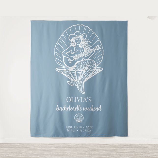 Cowgirl Strand Bacheloretto Kulisse Wandteppich (Vorderseite)