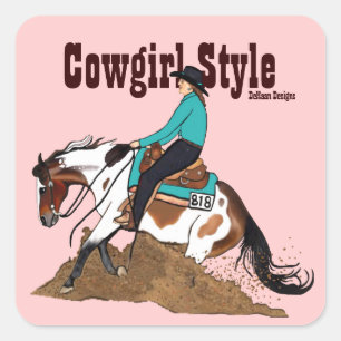 Cowgirl Style Reining Horing Sticker