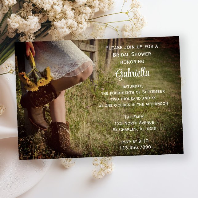 Cowgirl Sunblumen Country Western Brautparty Einladung (Von Creator hochgeladen)