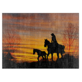 Cowgirl Sunset Horseback Ride Cutting Board Schneidebrett