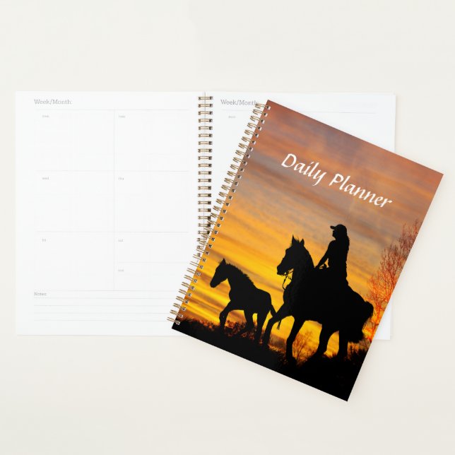 Cowgirl Sunset Horseback Ride Daily Planer (Anzeige)