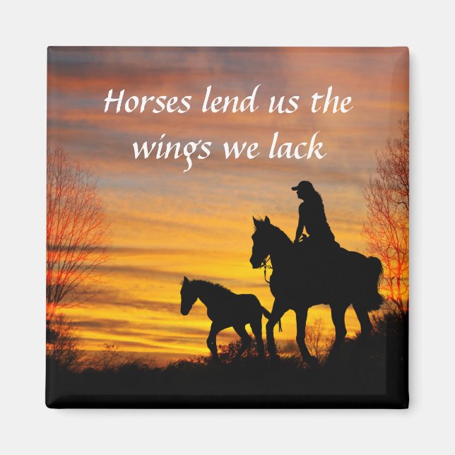 Cowgirl Sunset Horseback Ride Magnet (Vorne)
