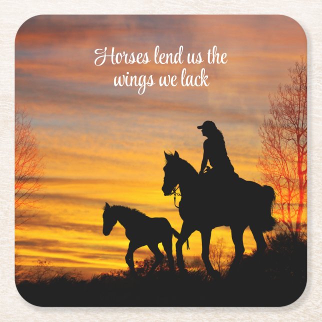 Cowgirl Sunset Horseback Ride Paper Untersetzer (Vorderseite)