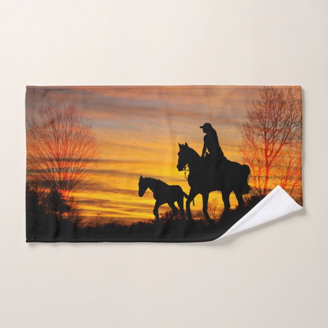 Cowgirl Sunset Horseback Ride Serviette à main (Serviette à main)
