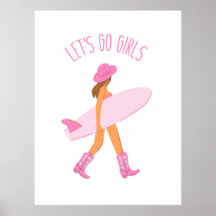 Cowgirl-Surfer-Druck Poster