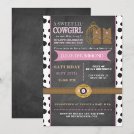 Cowgirl-Tafel-Baby-Einladung im Rosa Einladung