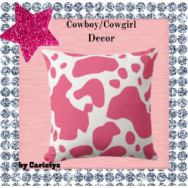 Cowgirl Thema Cowhide Pink und Weiß Kissen