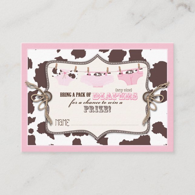 Cowgirl Tutu und Jeans Diaper Raffle Ticket Begleitkarte (Vorderseite)