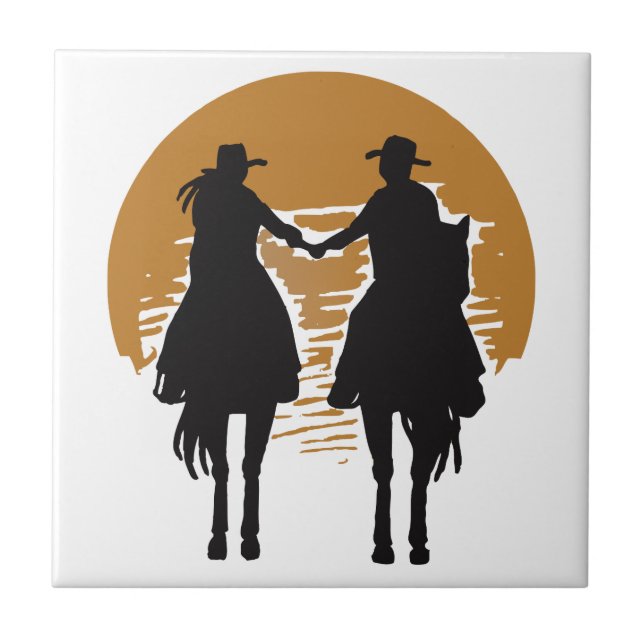 Cowgirl und Cowboy Fliese (Vorderseite)