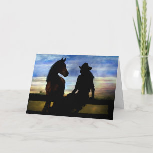 Cowgirl und Horse Happy Birthday Karte