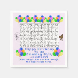 Cowgirl und Pferd Geburtstag Maze Phantastisch Gir Serviette