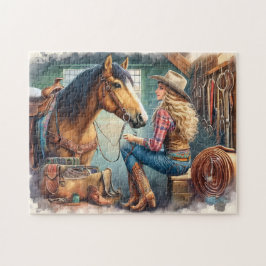 Cowgirl und Pferd Landleben Entspannendes Geschenk