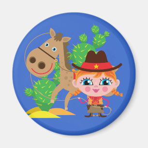 Cowgirl und Pferd Magnet