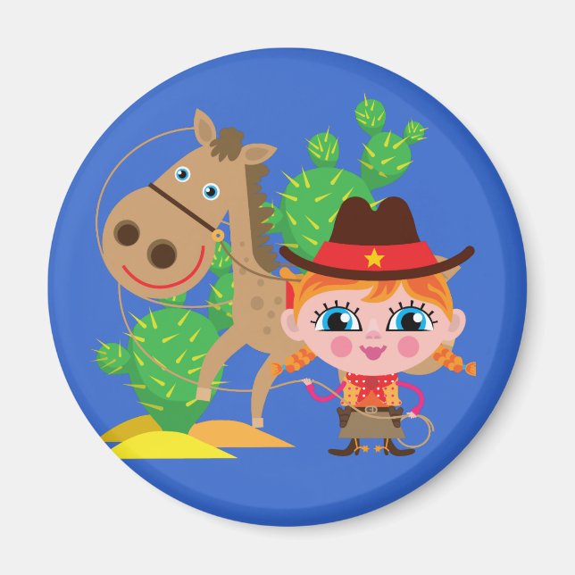 Cowgirl und Pferd Magnet (Vorne)