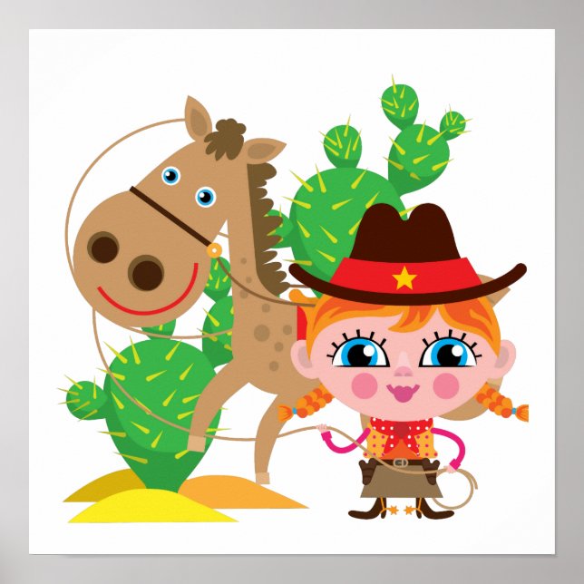 Cowgirl und Pferd Poster (Vorne)