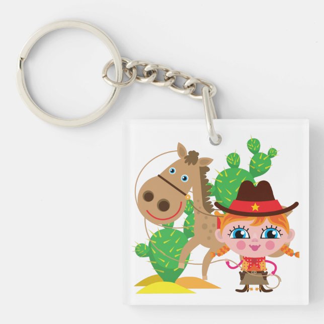 Cowgirl und Pferd Schlüsselanhänger (Vorderseite)