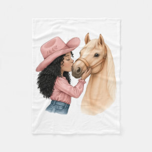 Cowgirl und Pferd Sherpa-Decke Fleecedecke