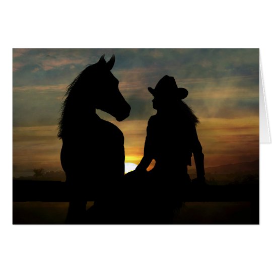 Cowgirl-und Pferdealles- Gute zum Geburtstagkarte Karte