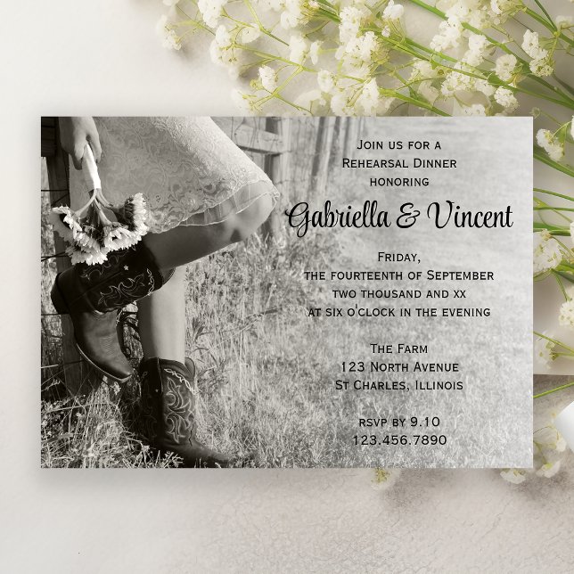 Cowgirl und Sonnenblumen Country Probe Dinner Einladung (Von Creator hochgeladen)