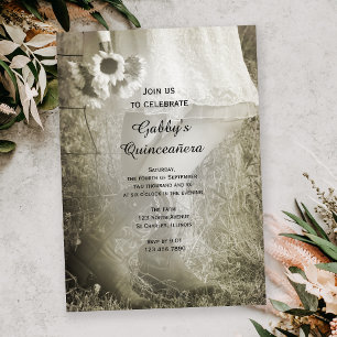 Cowgirl und Sonnenblumen Country Quinceañera Party Einladung