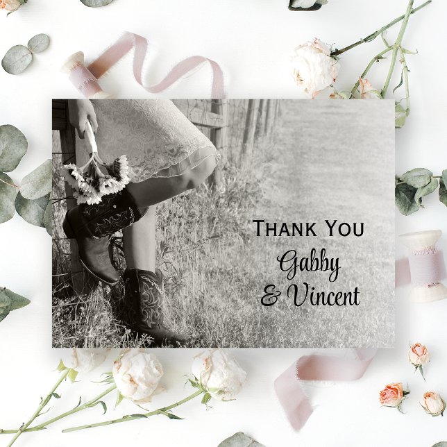Cowgirl und Sonnenblumen Country Western Danke Mitteilungskarte (Von Creator hochgeladen)