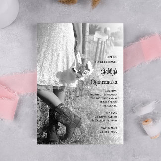 Cowgirl und Sonnenblumen Country Western Quinceañe Einladung