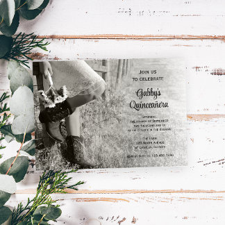 Cowgirl und Sonnenblumen Country Western Quinceañe Einladung