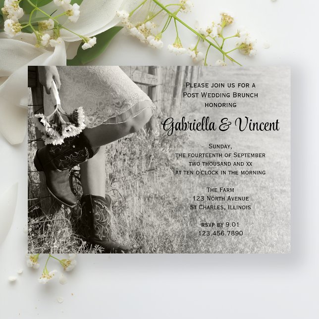 Cowgirl und Sunflowers Country Post Hochzeitssemin Einladung (Von Creator hochgeladen)