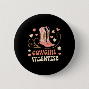 Cowgirl Valentinstag Rosa Stiefel Y2k Landmädchen  Button