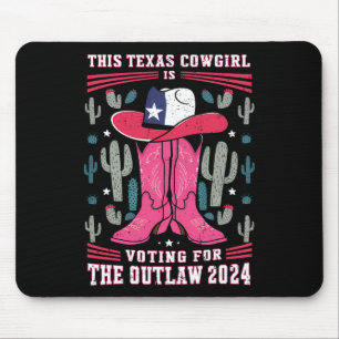 Cowgirl Voting for Outlaw Funny Pro Trump 2024 Wom Mousepad