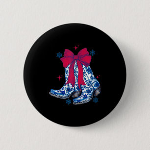 Cowgirl-Weihnachten Lustiges Coquette-Bogen-Stiefe Button