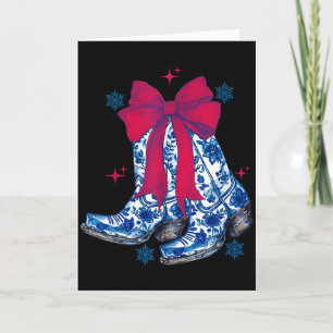 Cowgirl-Weihnachten Lustiges Coquette-Bogen-Stiefe Karte