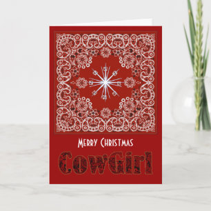 Cowgirl-Weihnachtskarten Feiertagskarte