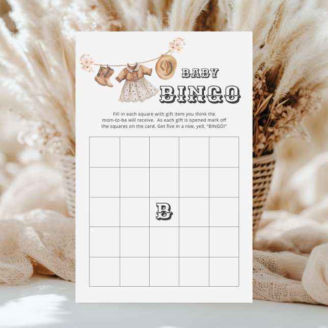 Cowgirl Western Baby shower Bingo Carte de jeu (Créateur téléchargé)