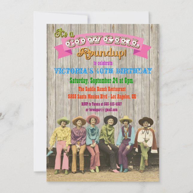 Cowgirl Western Birthday/Bachelorette Einladungen (Vorderseite)