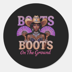 Cowgirl Western Linedance Stiefel auf dem Boden Bo Runder Aufkleber