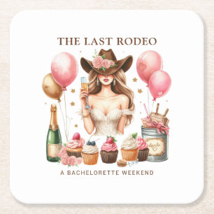 Cowgirl Western Rodeo Bachelorette Brautparty Rechteckiger Pappuntersetzer