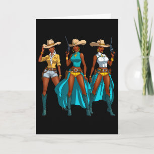 Cowgirl Western Rodeo Schwarze Mädchen Juneteenth Karte