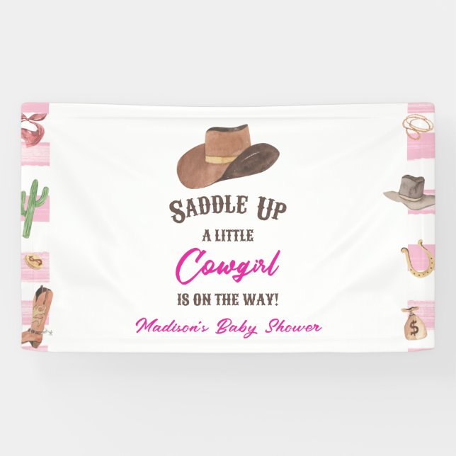 Cowgirl Western Rodeo Wild West Baby Dusche Banner (Horizontal)