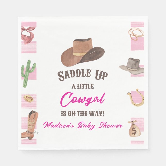 Cowgirl Western Rodeo Wild West Baby Dusche Serviette (Vorderseite)
