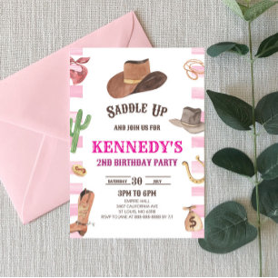 Cowgirl Western Rodeo Wild West Birthday Party Einladung