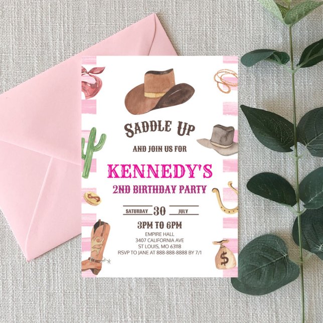 Cowgirl Western Rodeo Wild West Birthday Party Einladung (Von Creator hochgeladen)