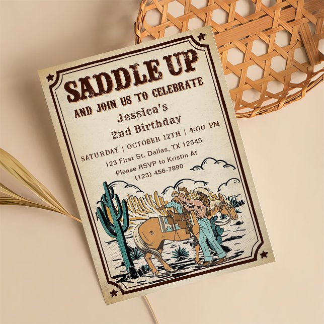 Cowgirl Western Rodeo Wild West Birthday Party Einladung (Von Creator hochgeladen)