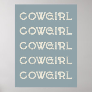 Cowgirl Western Typografie Retro Ranch Kabine Poster