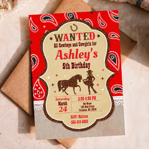 Cowgirl Western Wild West Party Geburtstag Einladung
