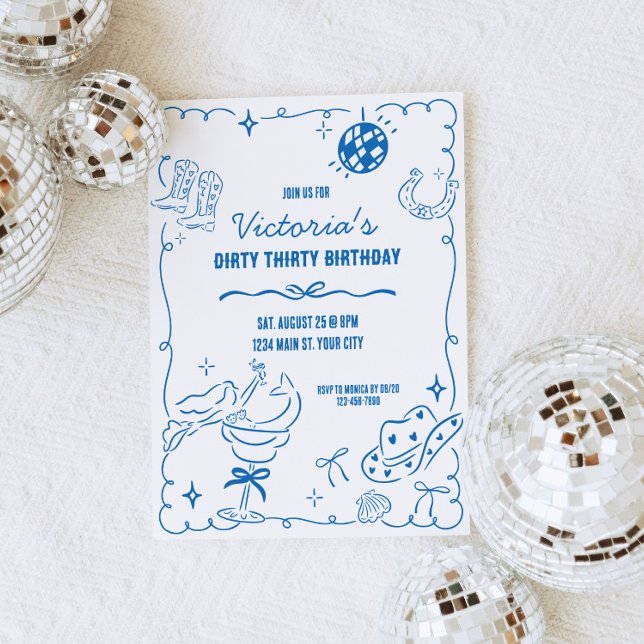 Cowgirl Whimsical Geburtstag Einladung (Coastal Cowgirl Birthday Party Invite)