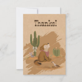 Cowgirl Whimsical Western Desert Animal Graphic Dankeskarte